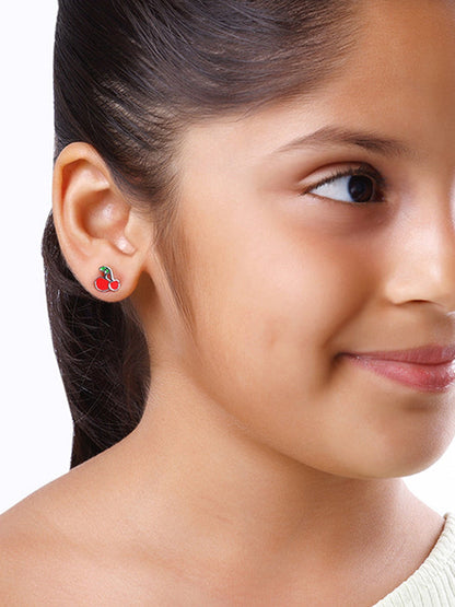 Silver Cherry Kids Studs