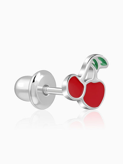 Silver Cherry Kids Studs