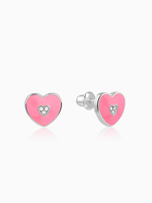 Silver Heartie Kids Studs