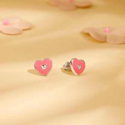 Silver Heartie Kids Studs