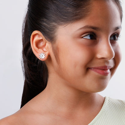 Silver Snow Daisy Kids Studs