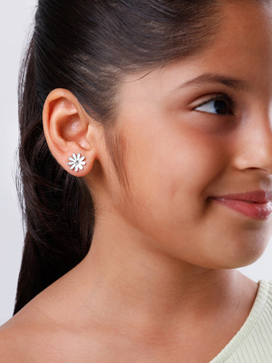Silver Snow Daisy Kids Studs
