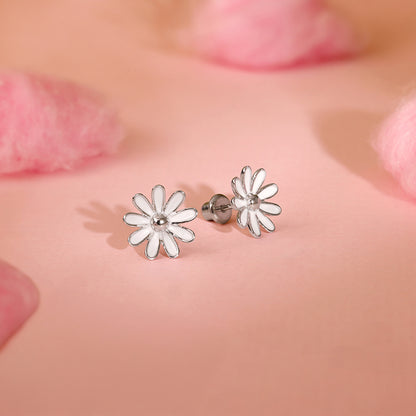 Silver Snow Daisy Kids Studs