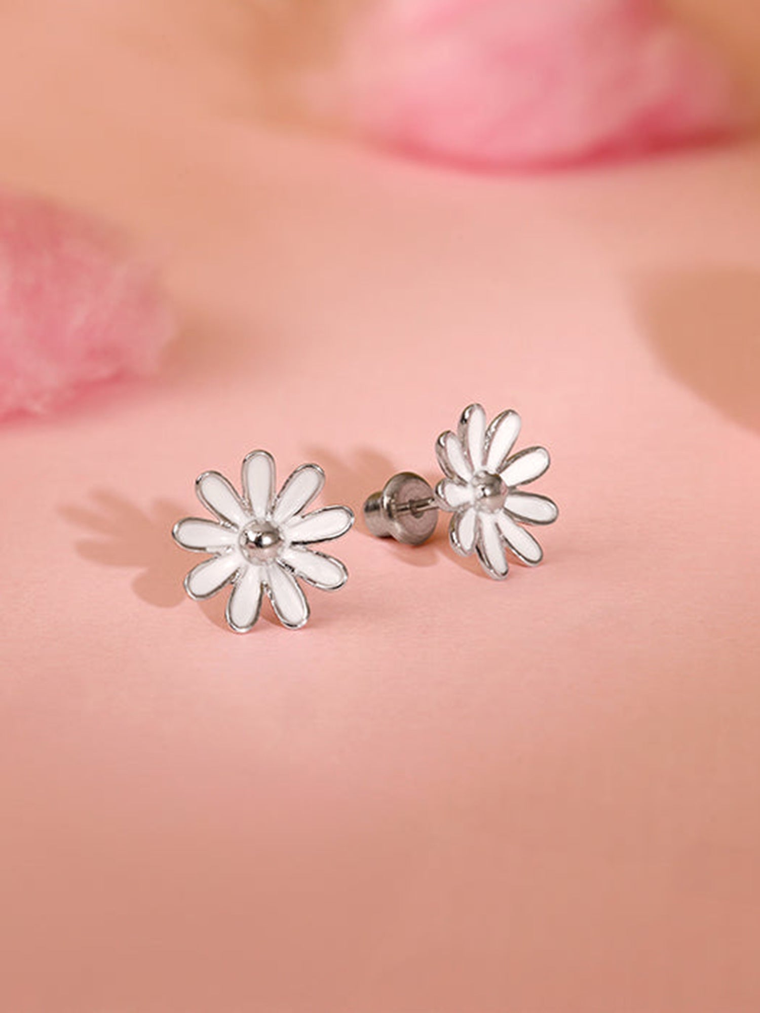 Silver Snow Daisy Kids Studs