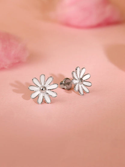 Silver Snow Daisy Kids Studs