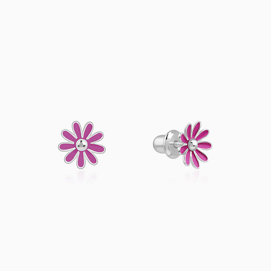 Silver Purple Daisy Kids Studs