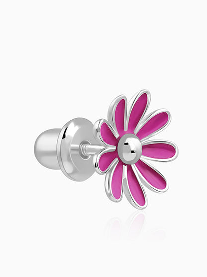 Silver Purple Daisy Kids Studs