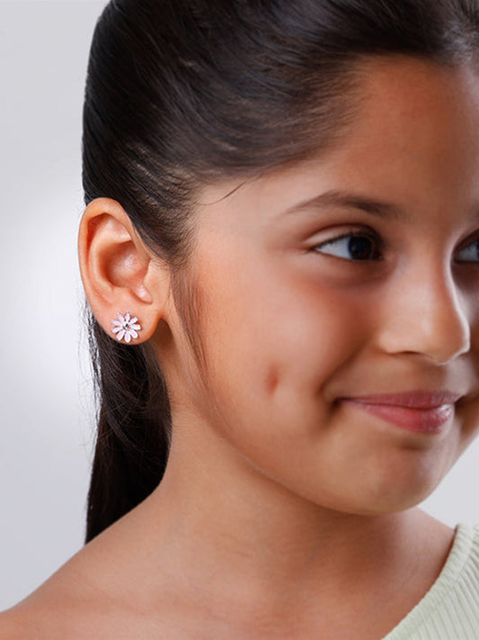 Silver Blush Daisy Kids Stud Earrings