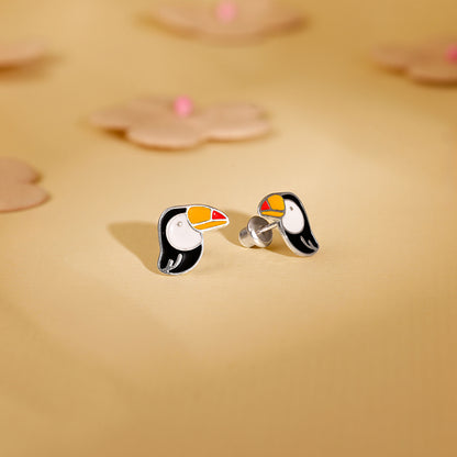 Silver Toucan Kids Stud Earrings