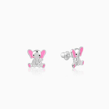 Silver Cute Elephant Kids Studs