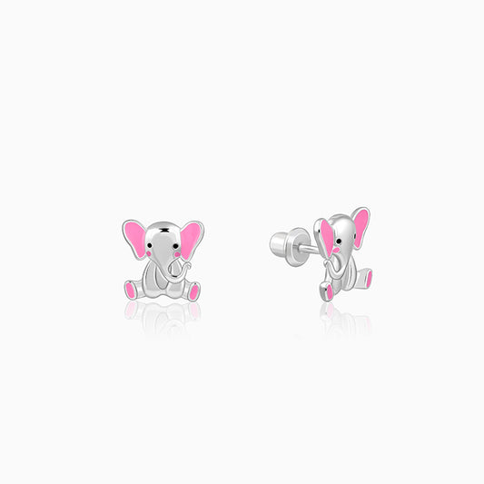 Silver Cute Elephant Kids Studs