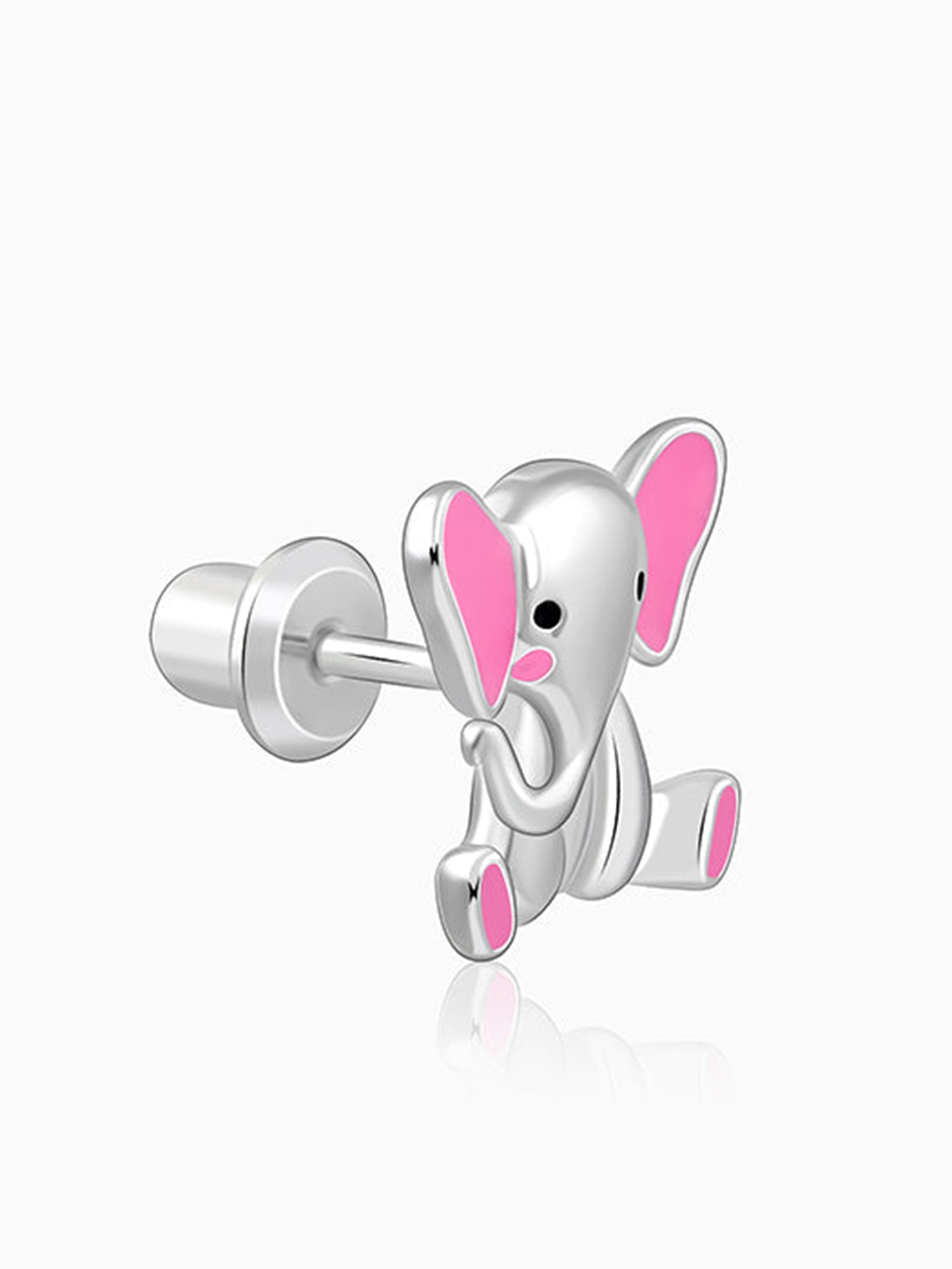 Silver Cute Elephant Kids Studs