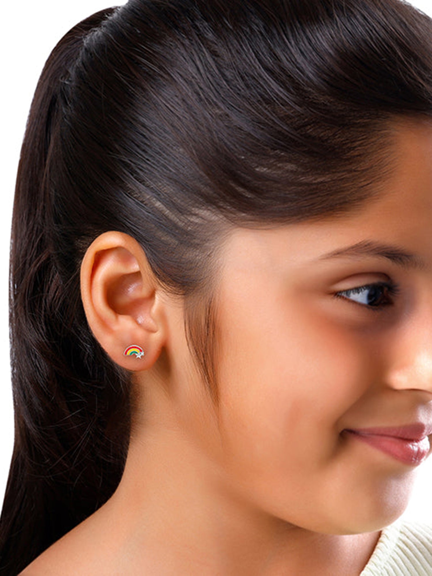 Silver Rainbow Hug Kids Studs