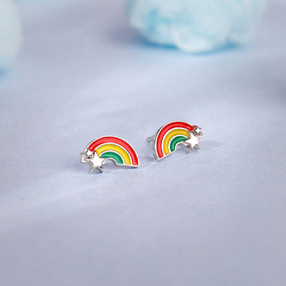Silver Rainbow Hug Kids Studs