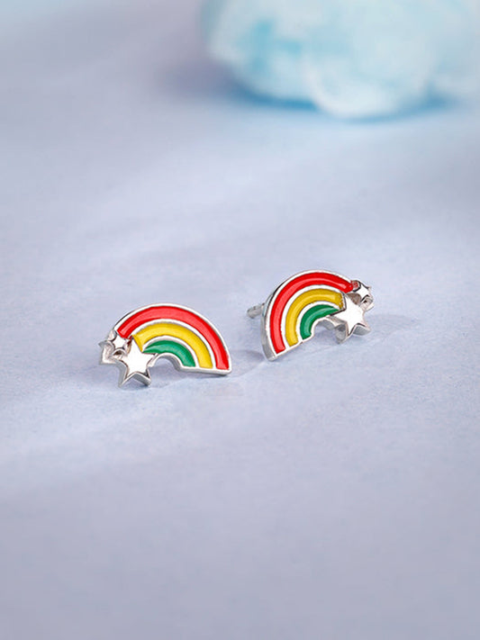 Silver Rainbow Hug Kids Studs