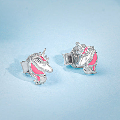 Silver Enchanting Unicorn Kids Earrings