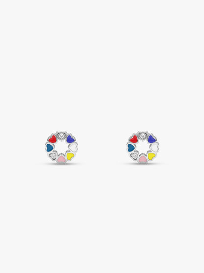Silver Full of Hearts Kids Stud Earrings