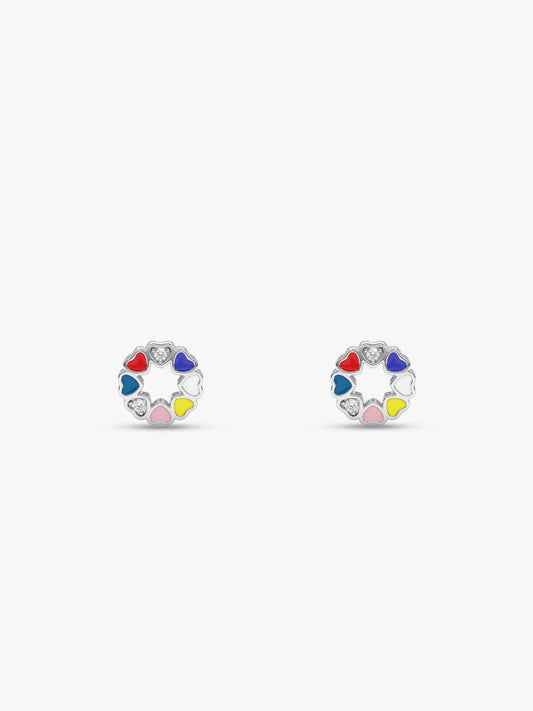 Silver Full of Hearts Kids Stud Earrings