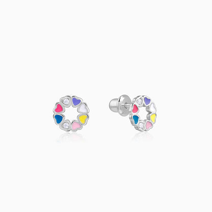 Silver Full of Hearts Kids Stud Earrings