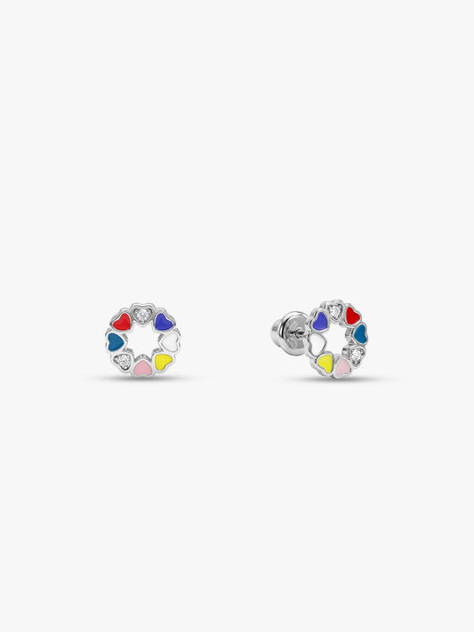 Silver Full of Hearts Kids Stud Earrings
