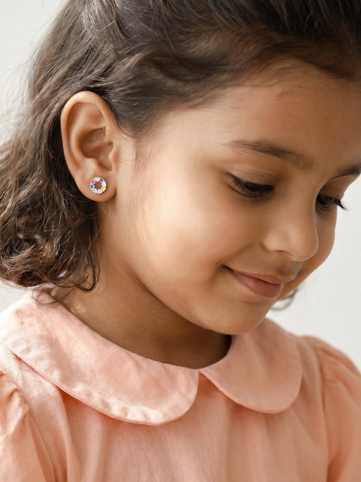 Silver Full of Hearts Kids Stud Earrings