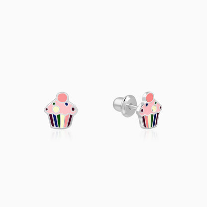 Silver CupCake Kids Studs