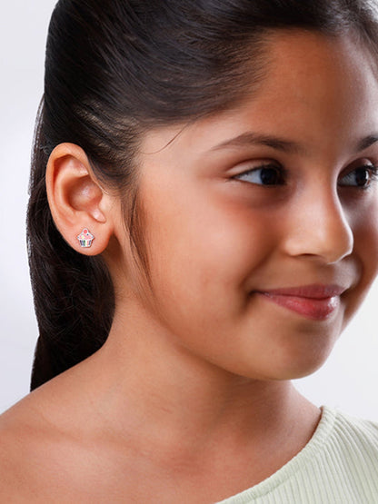Silver CupCake Kids Studs
