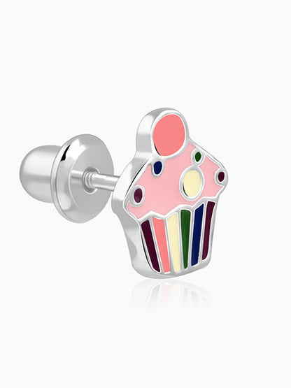 Silver CupCake Kids Studs