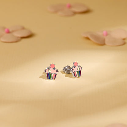 Silver CupCake Kids Studs