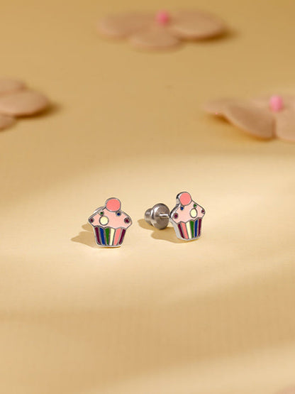 Silver CupCake Kids Studs