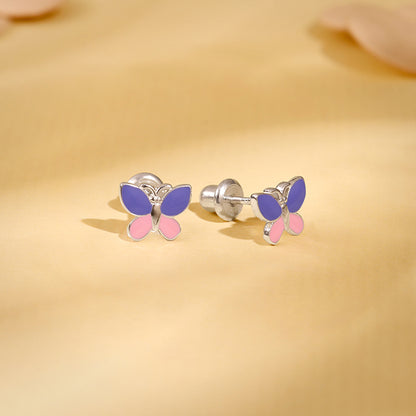 Silver Winglet Kids Stud Earrings - silver earrings for kids