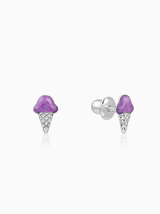 Silver Baby Cone Kids Studs