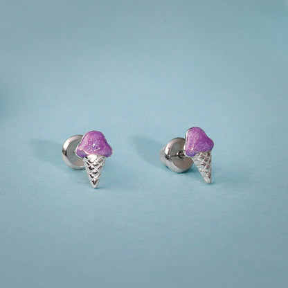 Silver Baby Cone Kids Studs