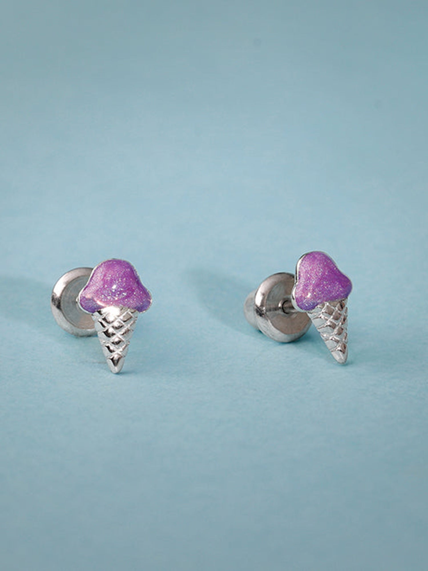 Silver Baby Cone Kids Studs