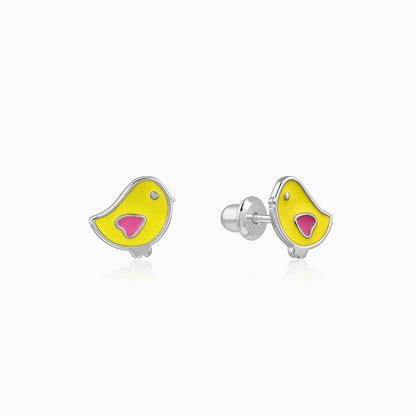 Silver Tweety Bird Kids Stud Earrings