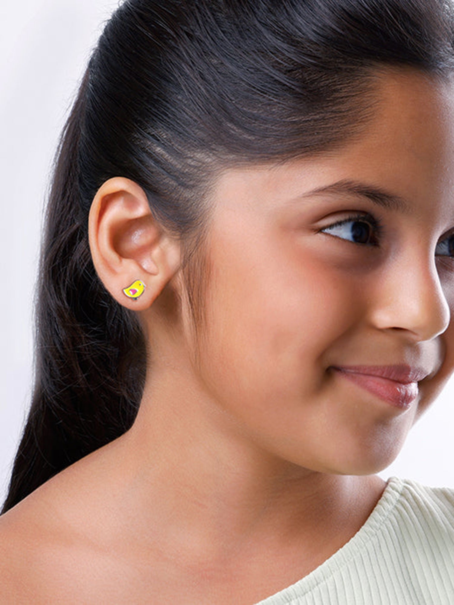 Silver Tweety Bird Kids Stud Earrings