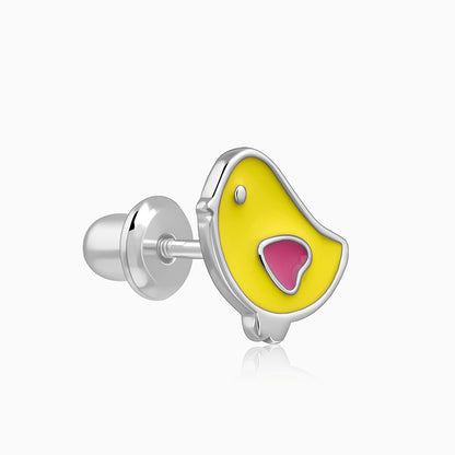 Silver Tweety Bird Kids Stud Earrings