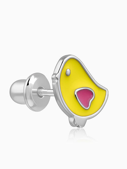 Silver Tweety Bird Kids Stud Earrings