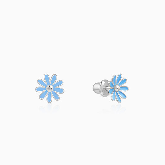 Silver Blue Daisy Kids Studs