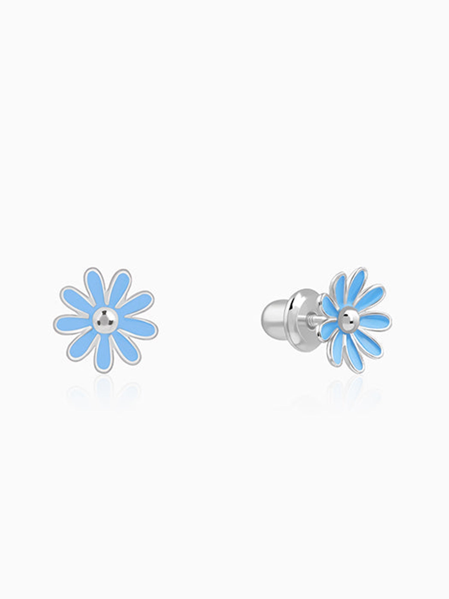 Silver Blue Daisy Kids Studs