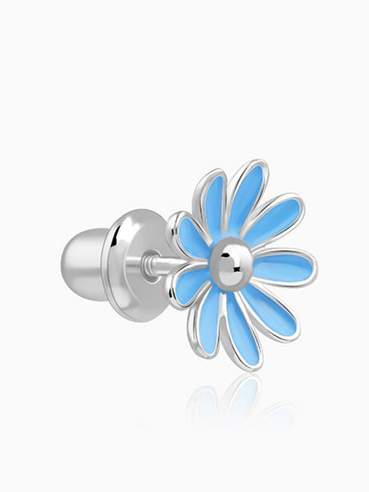 Silver Blue Daisy Kids Studs
