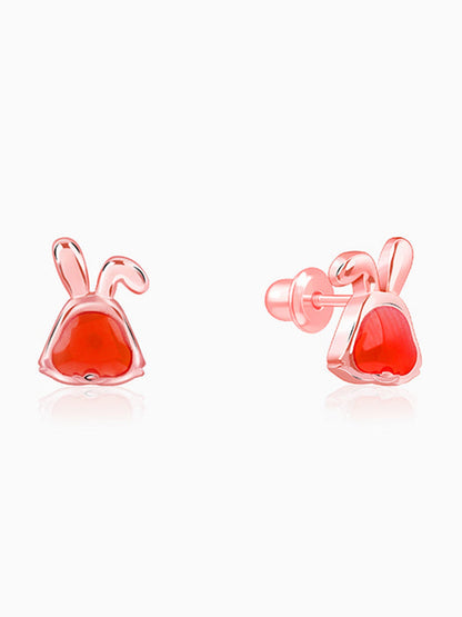 Rose Gold Bunny Kids Stud Earrings