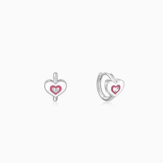 Silver HeartyPie Kids Hoop Earrings