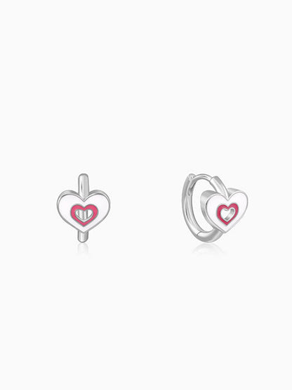 Silver HeartyPie Kids Hoop Earrings