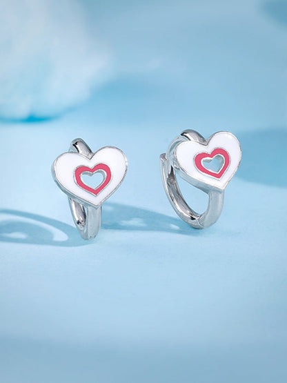 Silver HeartyPie Kids Hoop Earrings