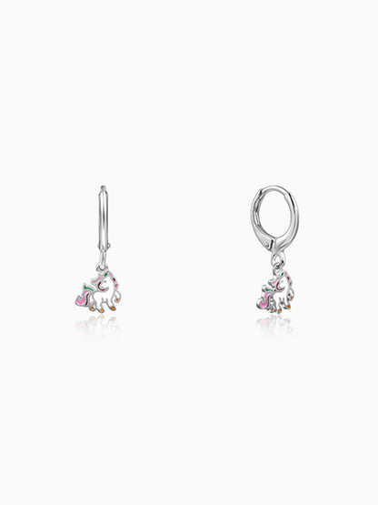 Silver The Unicorn Hoop Kids Earrings