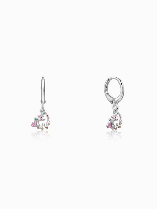 Silver The Unicorn Hoop Kids Earrings