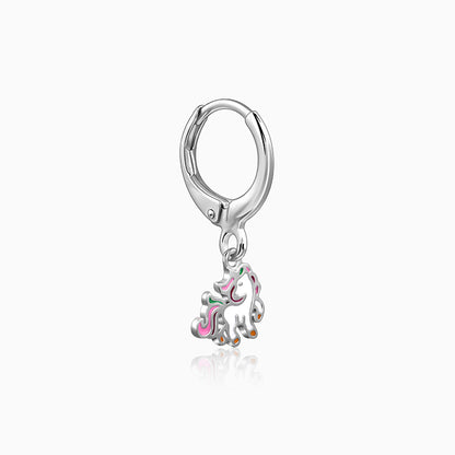 Silver The Unicorn Hoop Kids Earrings