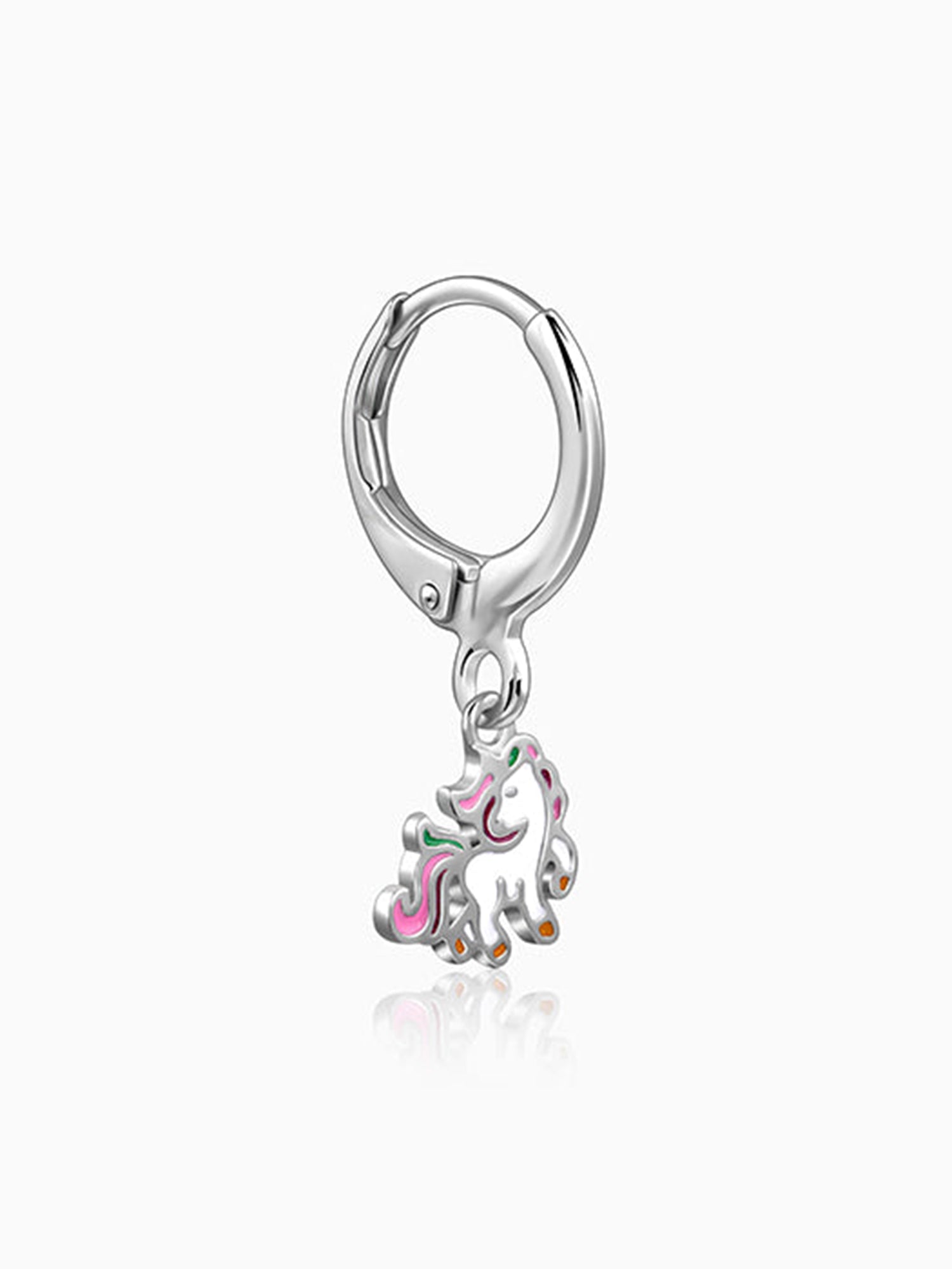 Silver The Unicorn Hoop Kids Earrings