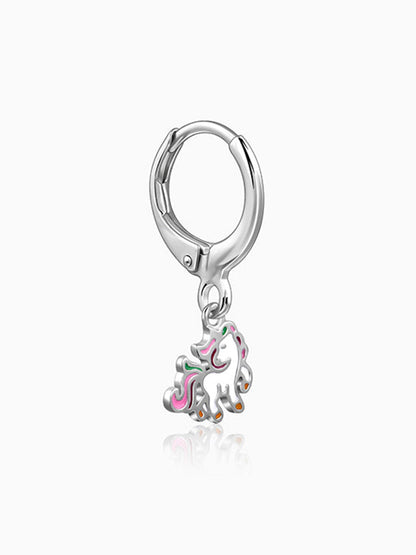 Silver The Unicorn Hoop Kids Earrings